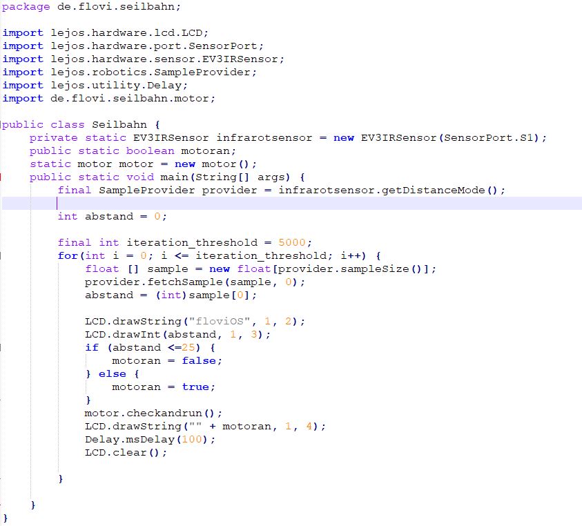 Java-Code: Seilbahnsteuerung für den Lego-EV3.