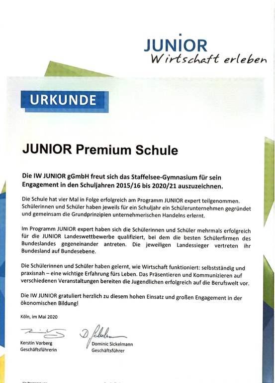 Junior Premium Schule - Wirtschaft erleben